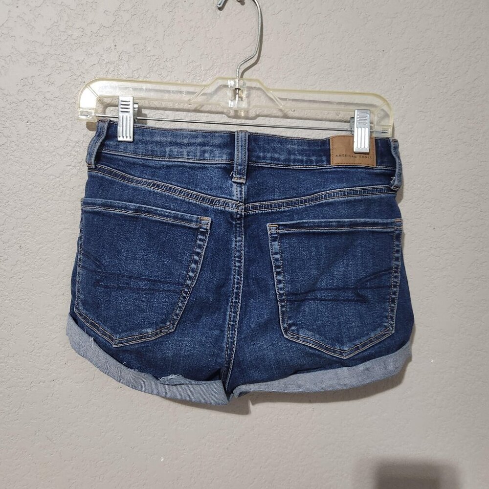 American Eagle Shorts Womens 2 Blue Denim Cuffed Rolled Hem Stretch Casual